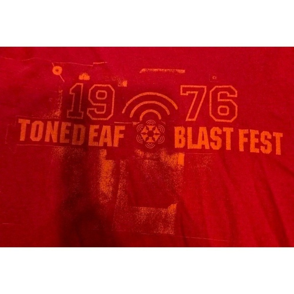Tonedeaf Blast Fest Graphic T-Shirt Mens L Red Excellent Vintage Faded Festival